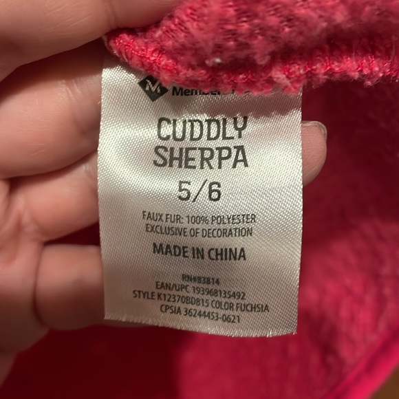 MEMBERS MARK UGC Girls Size 5/6 Pink snap up Soft Sherpa jacket pockets cozy - Picture 7 of 14